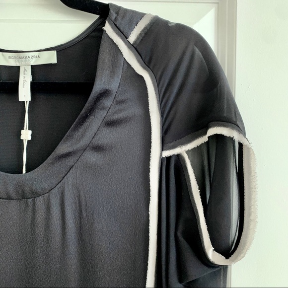 BCBG MAXAZRIA RUNWAY Black Silk Mesh Panel Dress - Picture 4 of 6